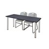 Kee Rectangle Tables > Training Tables > Kee Table & Chair Sets, 72 X 24 X 29, Grey MT7224GYBPCM44GY